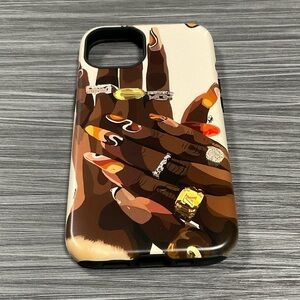 iPhone 13 - Brown & Cream Graphic Phone Case with Gold Accents